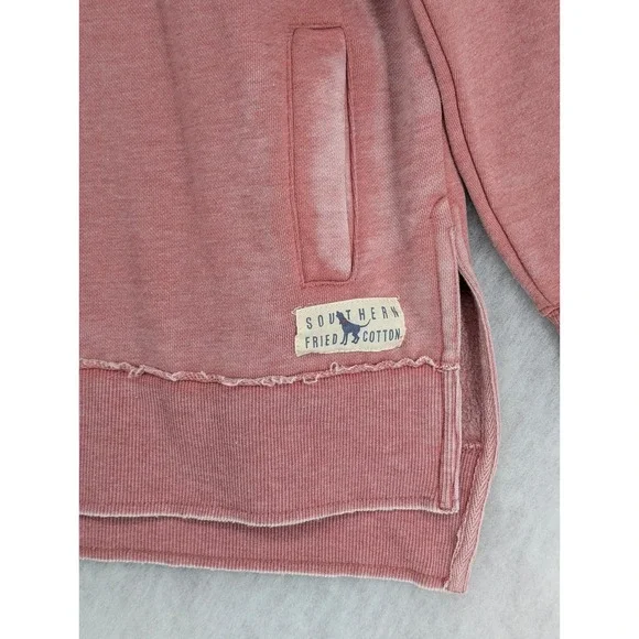 Southern Fried Cotton Womens XL Washed Pink Oversized Sweatshirt Pockets - Picture 6 of 9